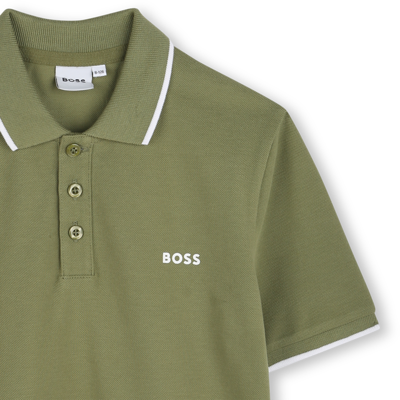 Plain cotton piqué polo shirt BOSS 
                    BOY