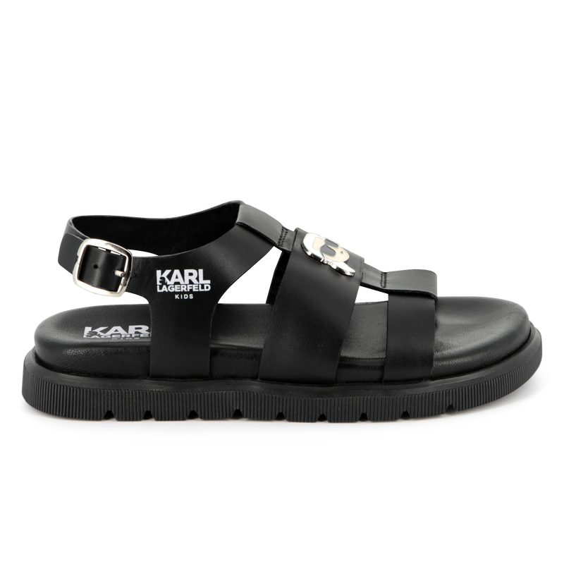 Buckled leather sandals KARL LAGERFELD KIDS 
                    GIRL
