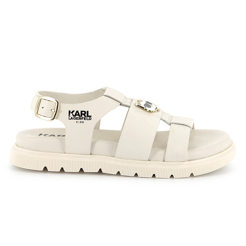 Buckled leather sandals KARL LAGERFELD KIDS 
                    GIRL
