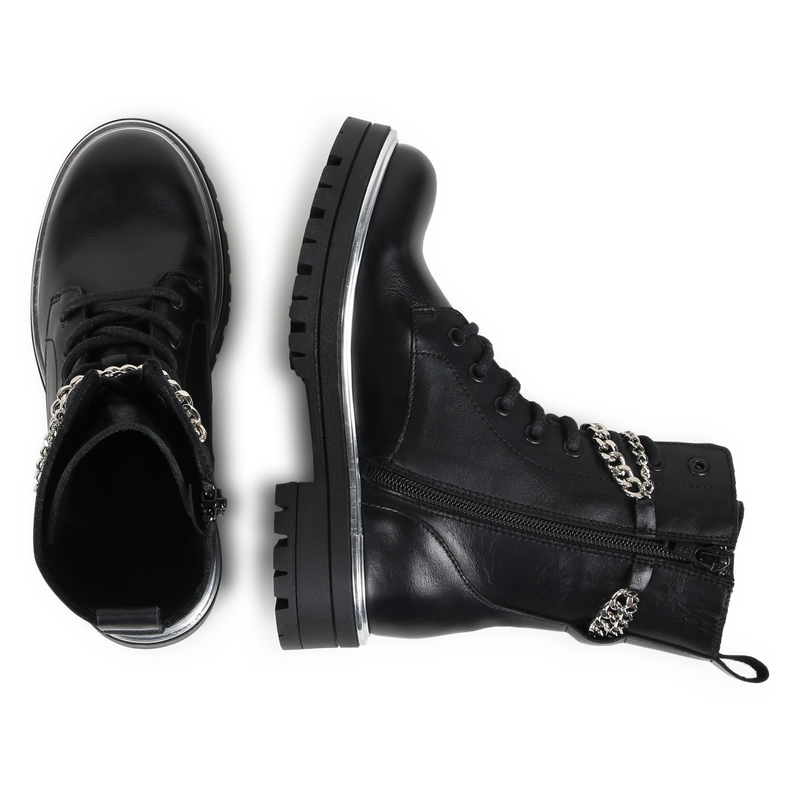 Leather Chain Ankle Boots KARL LAGERFELD KIDS 
                    GIRL