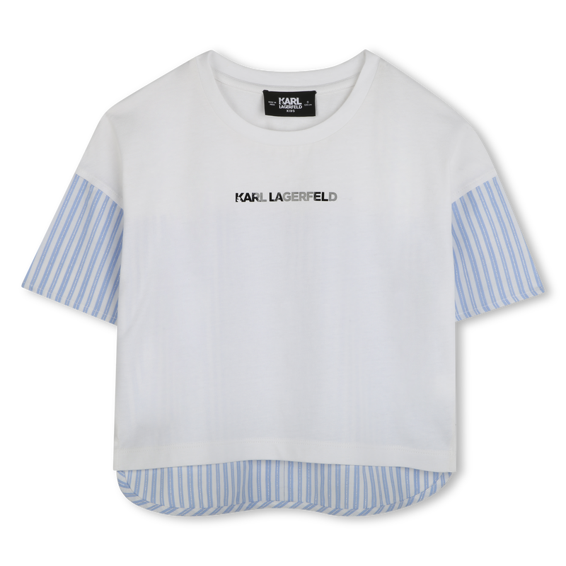 Bi-material T-shirt with print KARL LAGERFELD KIDS 
                    GIRL