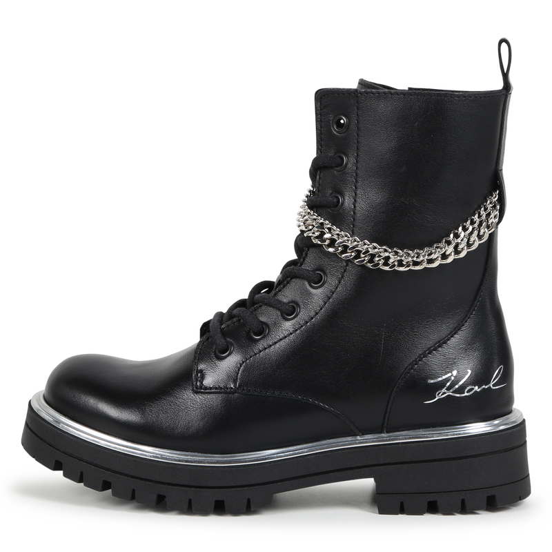Leather Chain Ankle Boots KARL LAGERFELD KIDS 
                    GIRL
