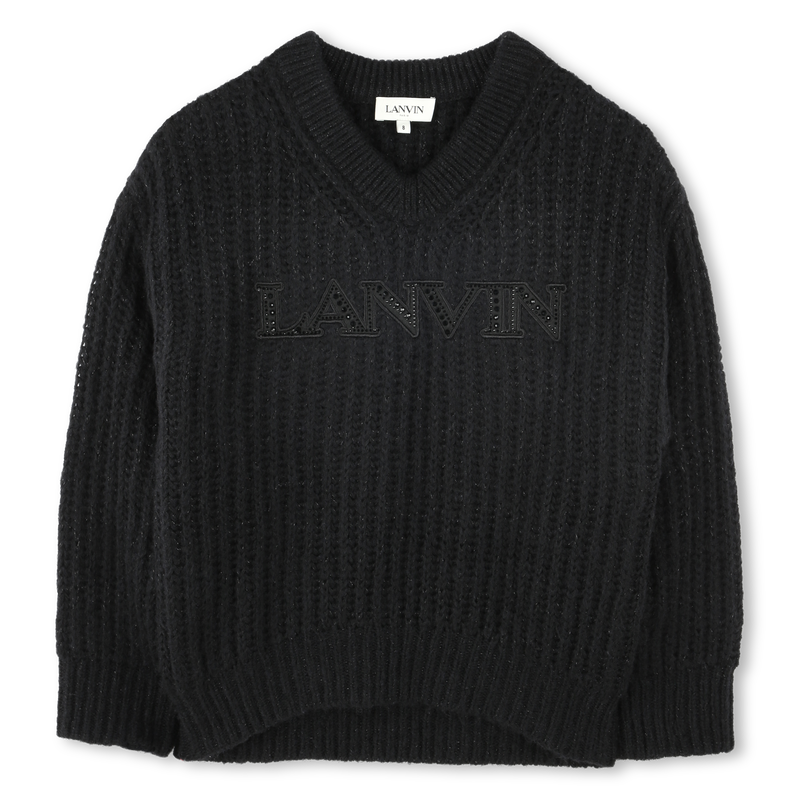 Embroidered Knit V-Neck Sweater LANVIN 
                    GIRL