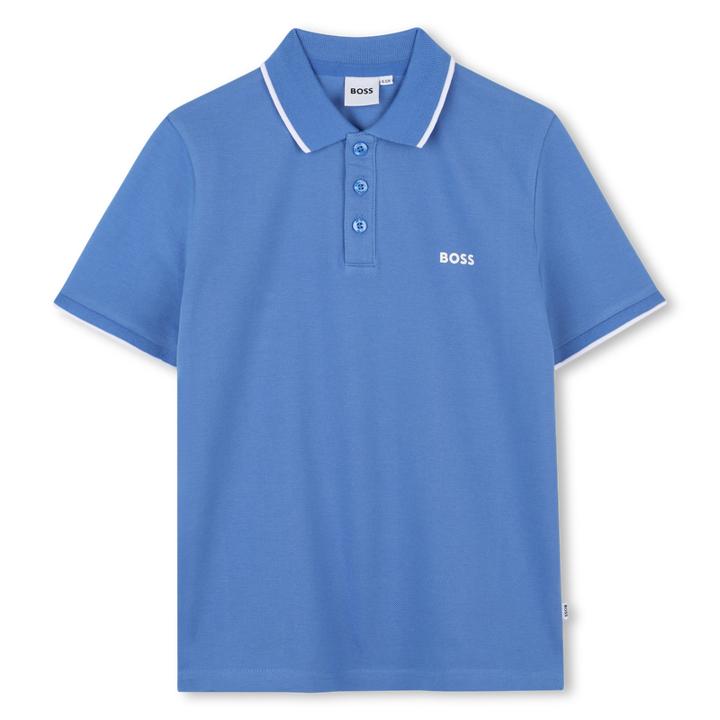 Plain cotton piqué polo shirt BOSS 
                    BOY