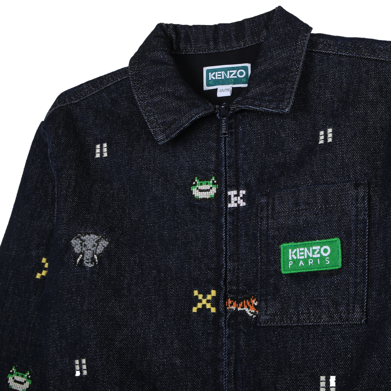 Embroidered denim jumpsuit KENZO KIDS 
                    GIRL