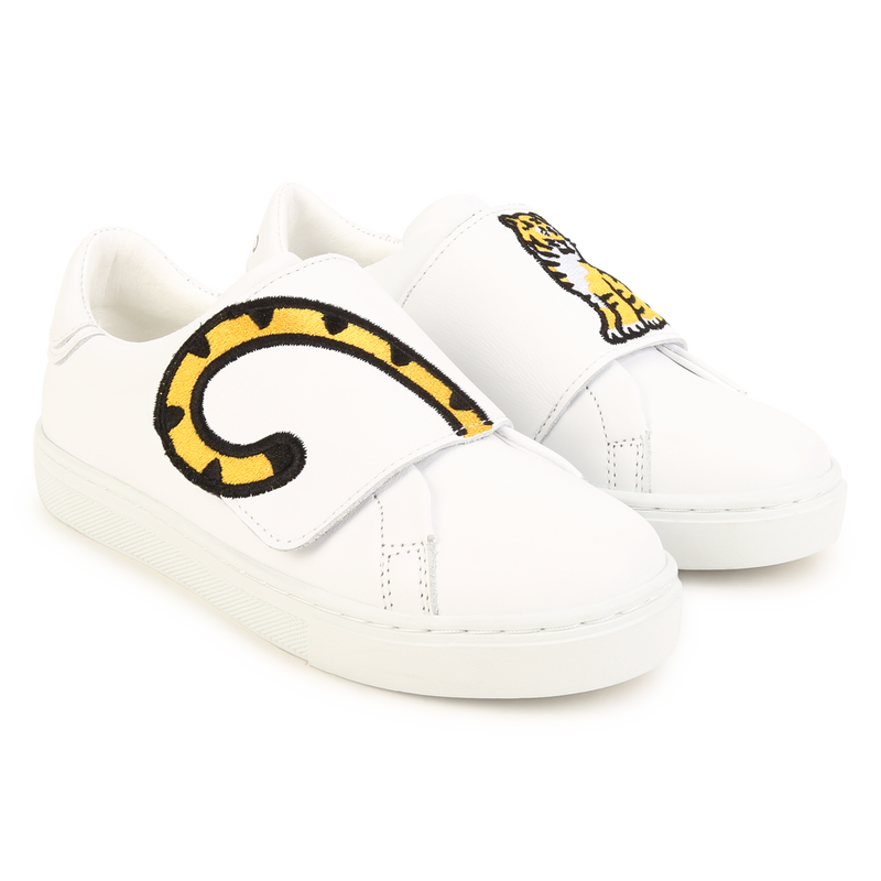 Embroidered leather sneakers KENZO KIDS 
                    UNISEX
