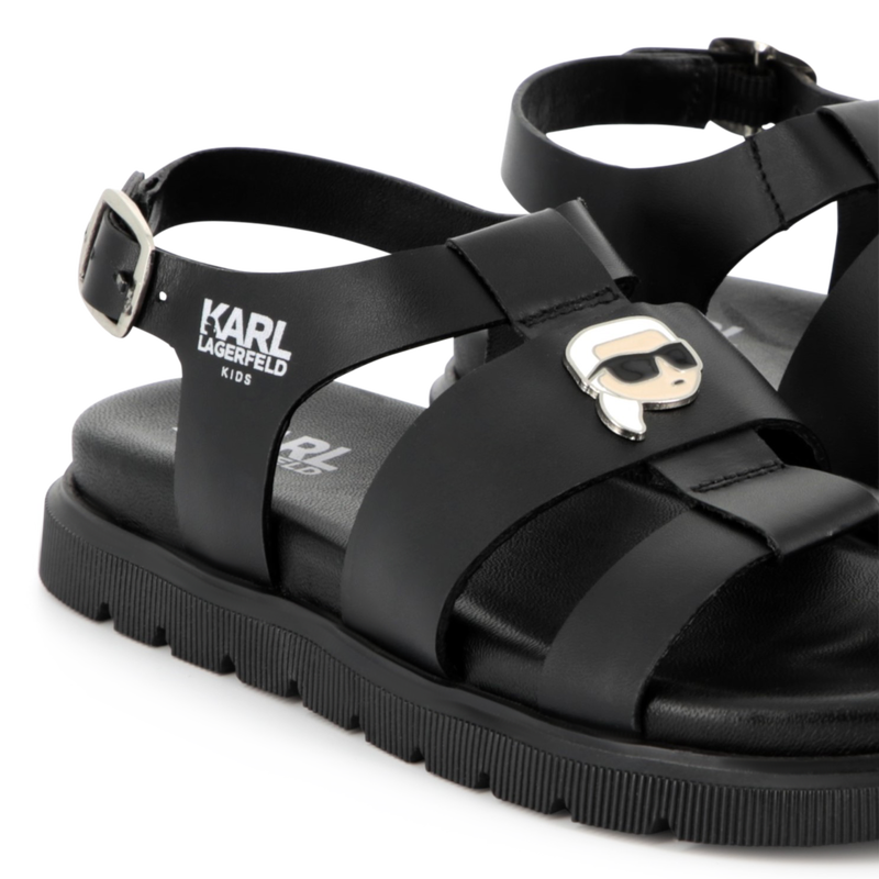 Buckled leather sandals KARL LAGERFELD KIDS 
                    GIRL