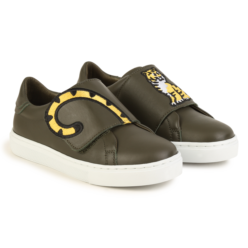 Embroidered leather sneakers KENZO KIDS 
                    UNISEX