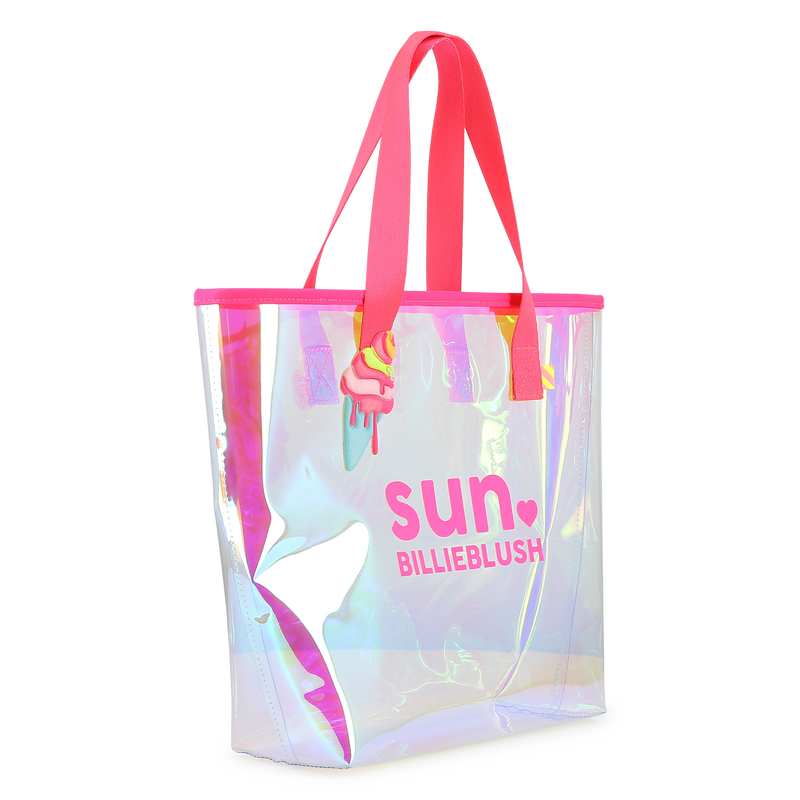 Shiny tote bag with badge BILLIEBLUSH 
                    GIRL