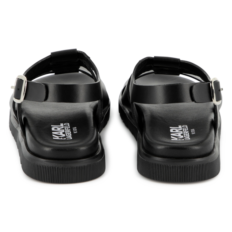 Buckled leather sandals KARL LAGERFELD KIDS 
                    GIRL