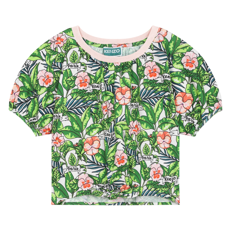 Tie-front cotton t-shirt KENZO KIDS 
                    GIRL