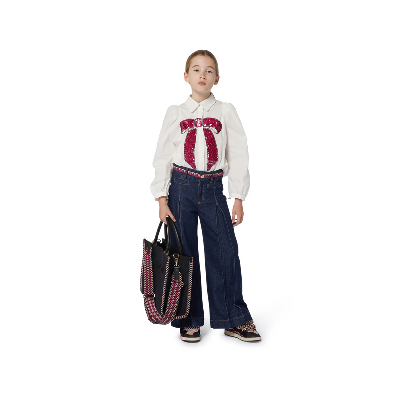 Trimmed Flared Pleated Jeans LANVIN 
                    GIRL