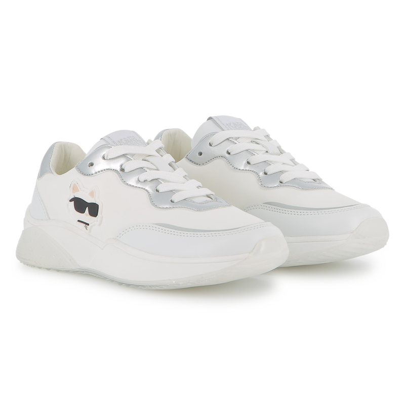 Lace-up sneakers with badge KARL LAGERFELD KIDS 
                    GIRL