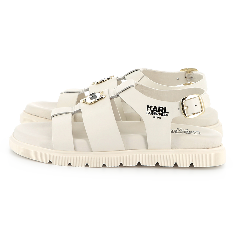 Buckled leather sandals KARL LAGERFELD KIDS 
                    GIRL