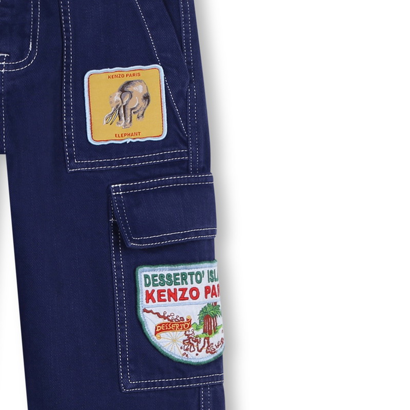 Patched Cotton Cargo Pants KENZO KIDS 
                    BOY