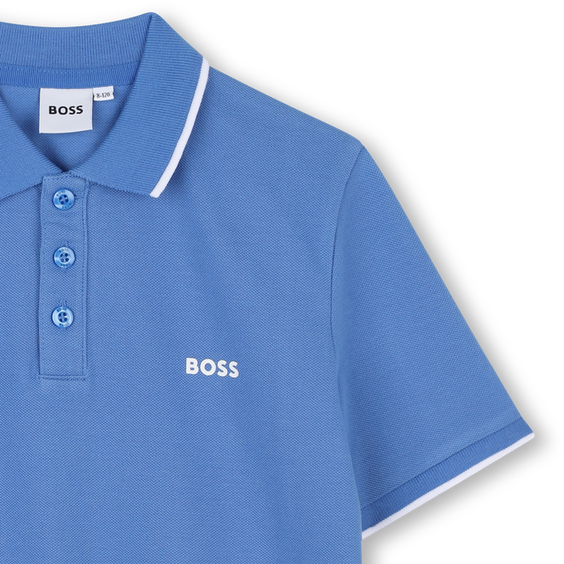 Plain cotton piqué polo shirt BOSS 
                    BOY