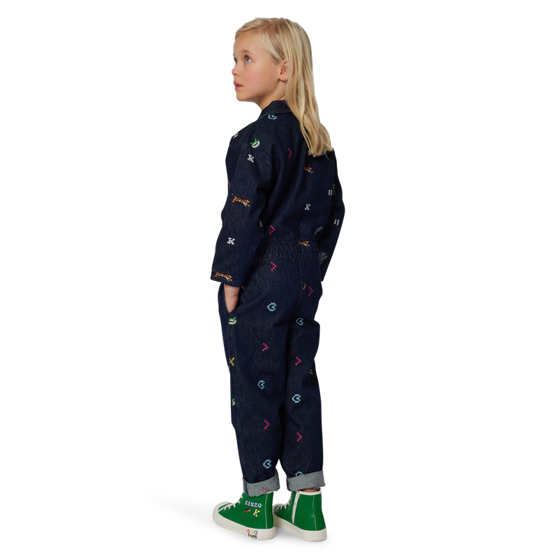 Embroidered denim jumpsuit KENZO KIDS 
                    GIRL