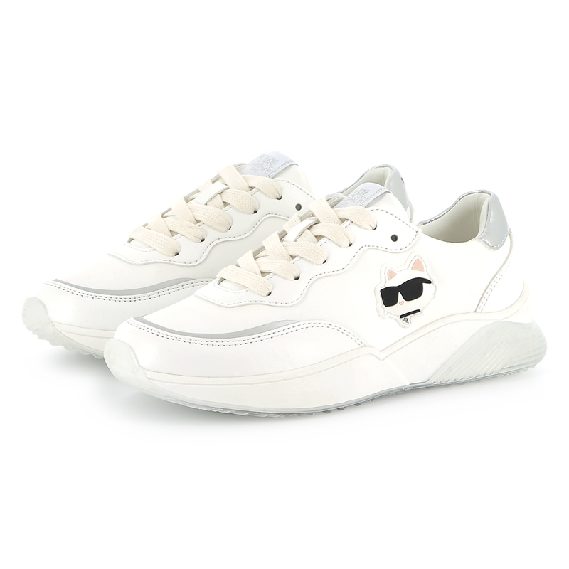 Lace-up sneakers with badge KARL LAGERFELD KIDS 
                    GIRL