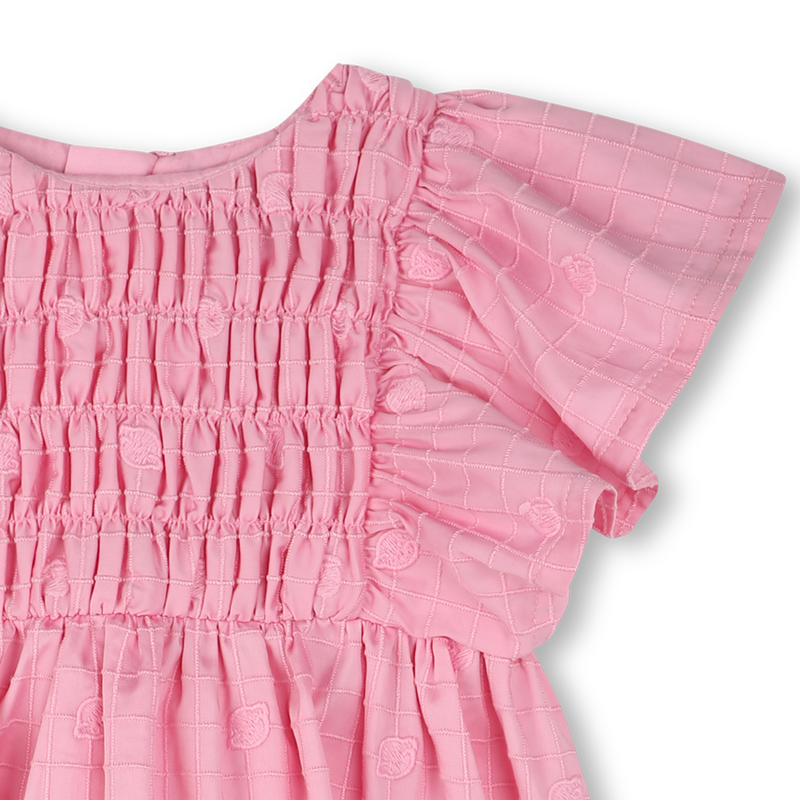 Cotton satin embroidered dress KENZO KIDS 
                    GIRL