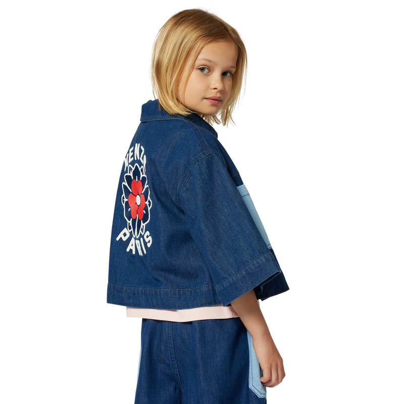 Embroidered denim jacket KENZO KIDS 
                    GIRL