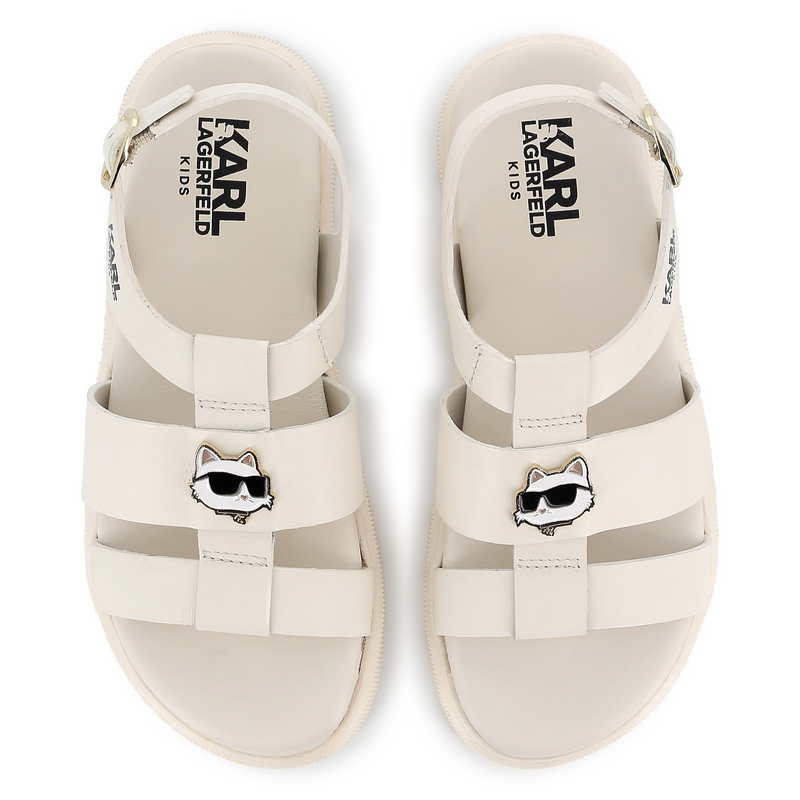 Buckled leather sandals KARL LAGERFELD KIDS 
                    GIRL