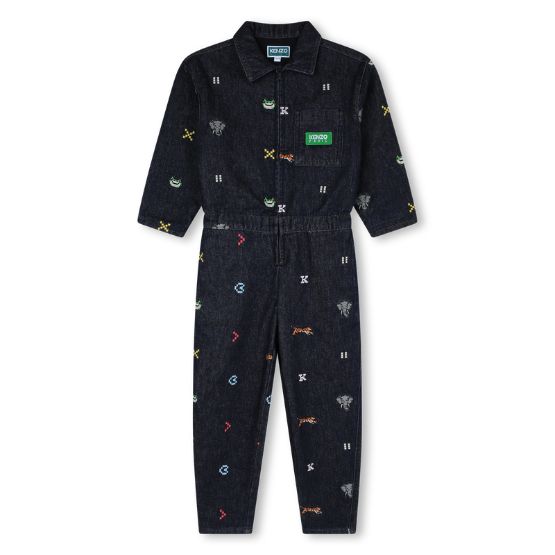 Embroidered denim jumpsuit KENZO KIDS 
                    GIRL