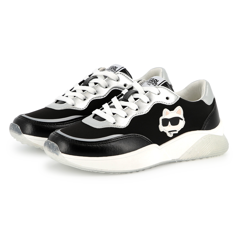 Lace-up sneakers with badge KARL LAGERFELD KIDS 
                    GIRL