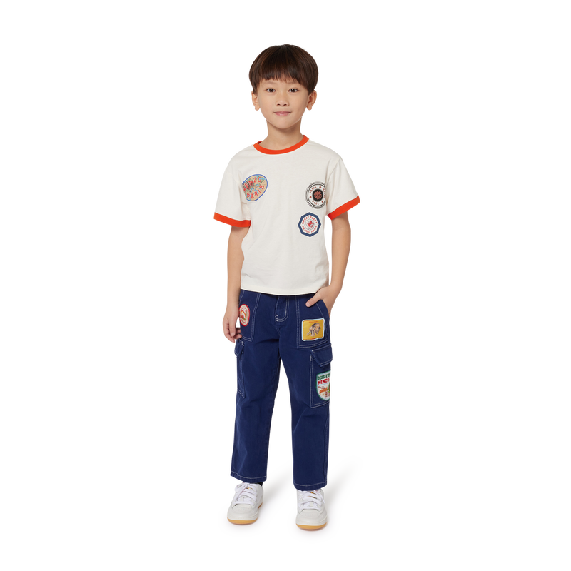Patched Cotton Cargo Pants KENZO KIDS 
                    BOY
