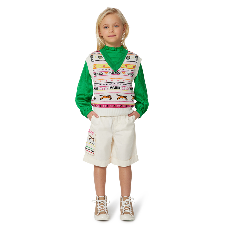 Embroidered cotton shorts KENZO KIDS 
                    GIRL