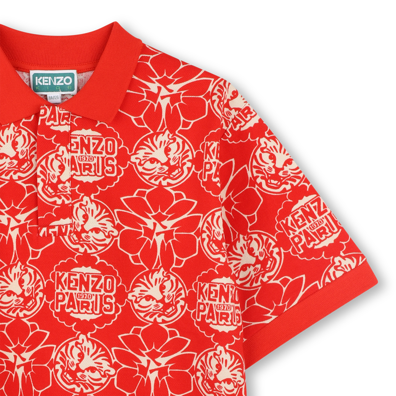 Printed cotton piqué polo KENZO KIDS 
                    BOY