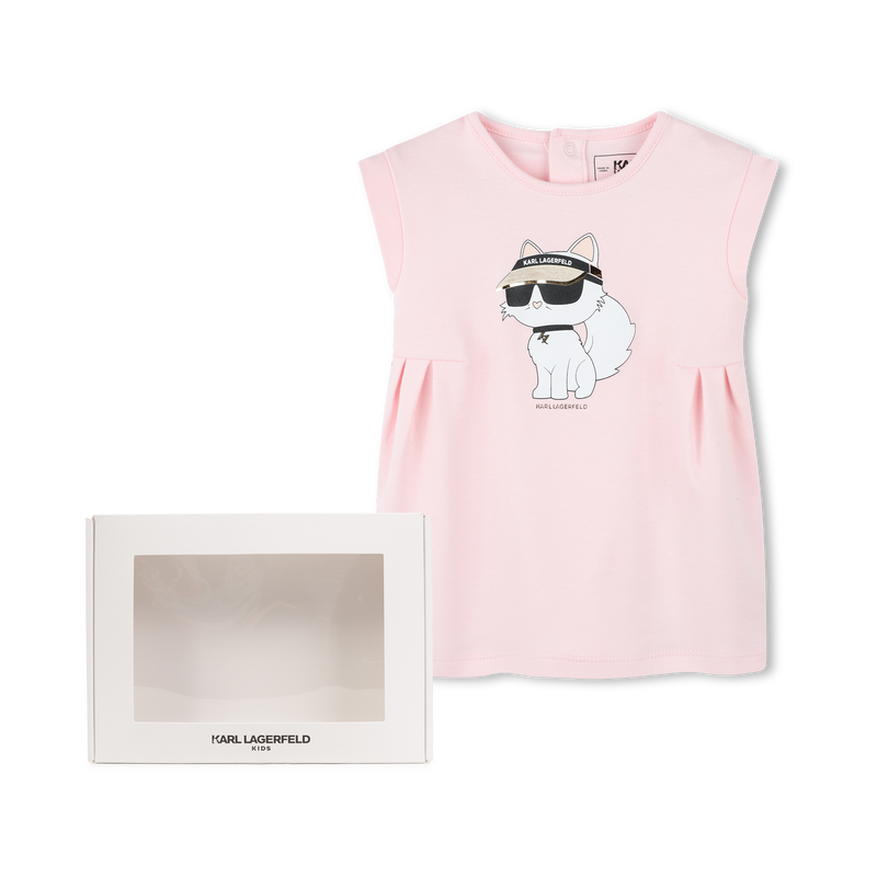 Flared dress with illustration KARL LAGERFELD KIDS 
                    GIRL