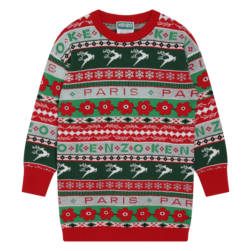Holiday sweater dress KENZO KIDS 
                    GIRL