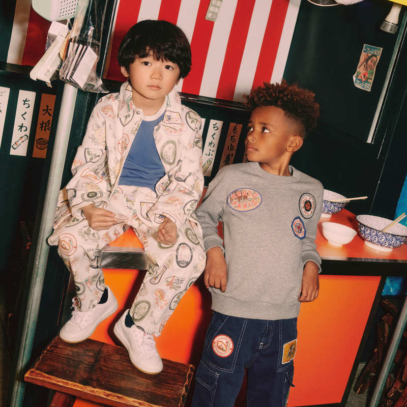 Patched Cotton Cargo Pants KENZO KIDS 
                    BOY