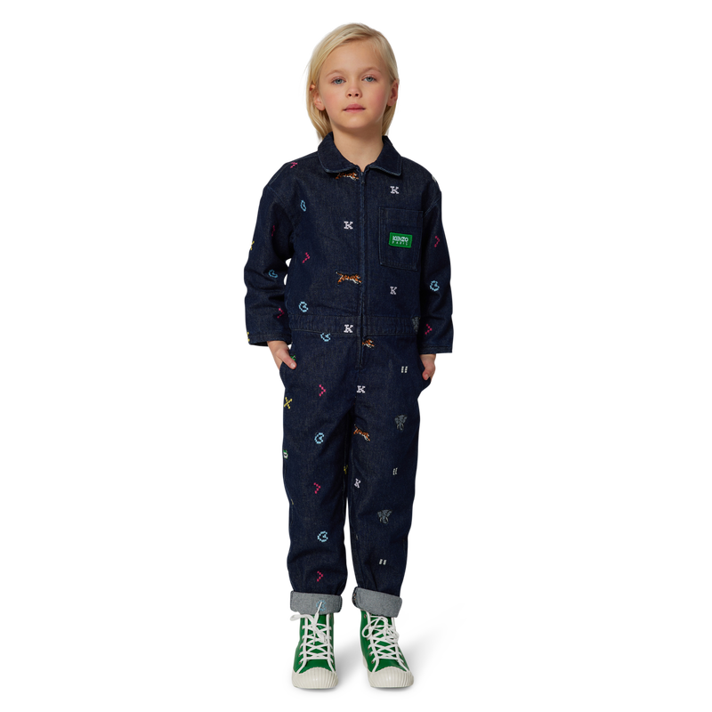 Embroidered denim jumpsuit KENZO KIDS 
                    GIRL